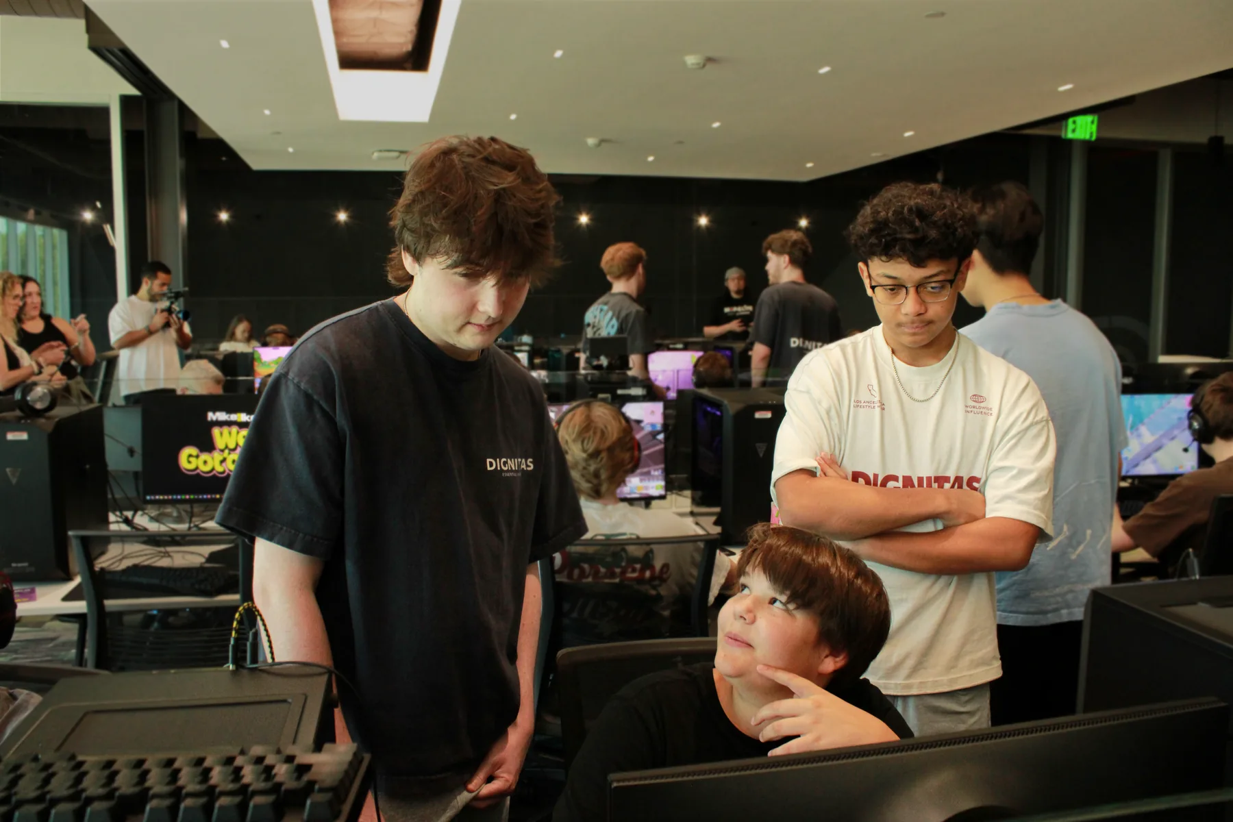 Players and coaches at the Dignitas Fortnite Bootcamp
